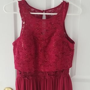 By & By Red Sparkly Dress
